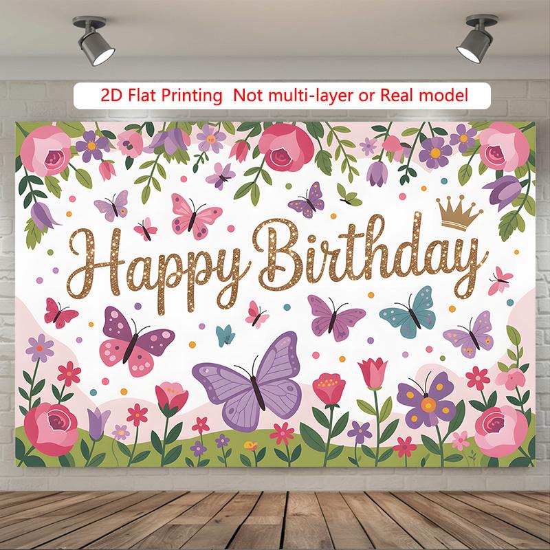 Party Backdrop Floral Butterfly Flat Parties Spanish Text Events Celebration Photo Booth Front Door Decor
