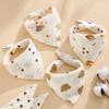 Baby Saliva Towel Class A Four-Layer Crepe Cartoon Snap-Button Bib Baby Triangle Scarf Newborn Bib