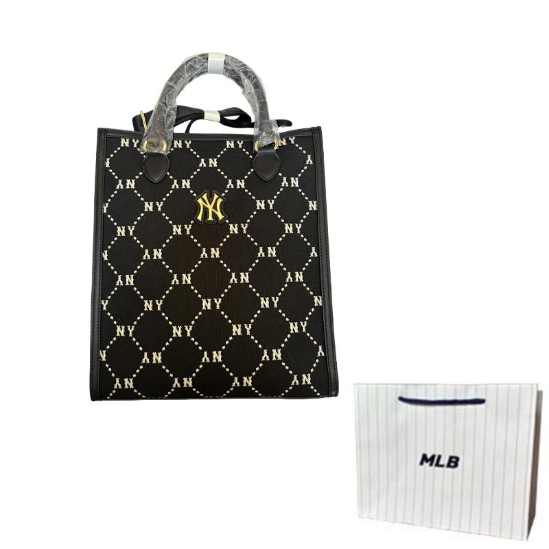 New MLB PVC Tote Bag, Shopping Bag, Shoulder Bag, Crossbody Bag, Handbag Medium Unisex Black 7ACRMD24NGP001-50BKS