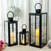 Set of 3 Square Candle Lanern Perfect Size Home Decoration Outdoor Wedding Lanterns With Tempered Glass