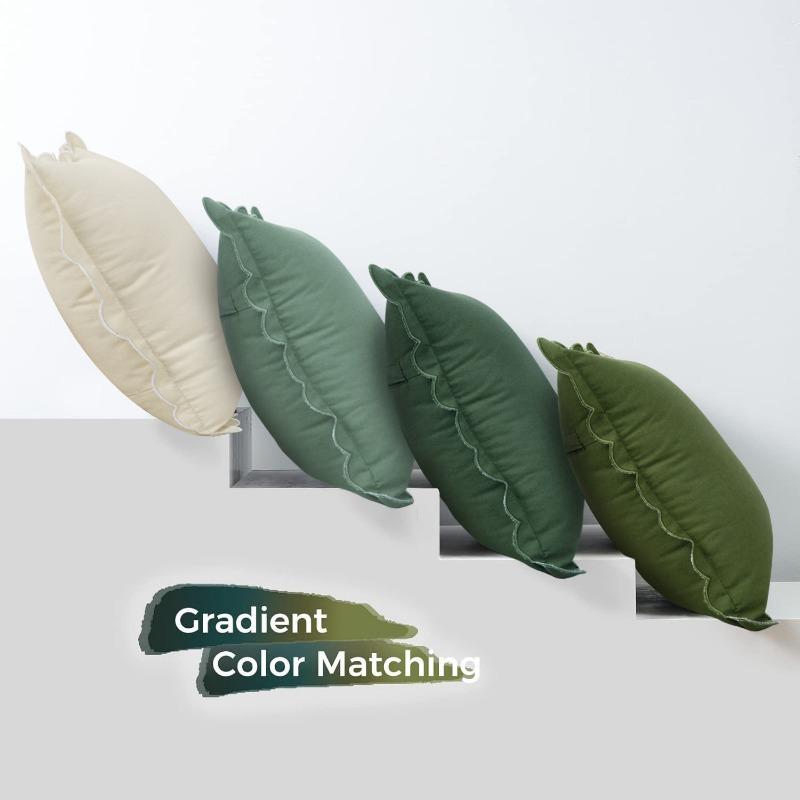 1pcs Cotton Embroidered Pillowcase with Wave Ruffle Trim Solid Bohemian Cushion Cover for Sofa Only Pillowcase