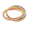 Triple Strand Omega Snake Cobra Wide Bangle Twist Bracelet Band Set Interlocking Flexible Stretch Bracelet for Yellow Gold Plated Stainless Fits Inch