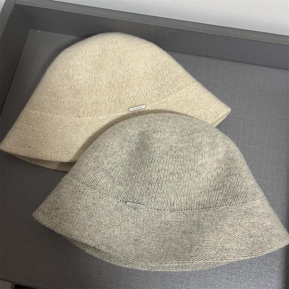 Versatile Women's Autumn and Winter Knitted Bucket Hat New Temperament Warm Bucket Hat Showing Small Face Big Head Circumference Basin Hat Tide