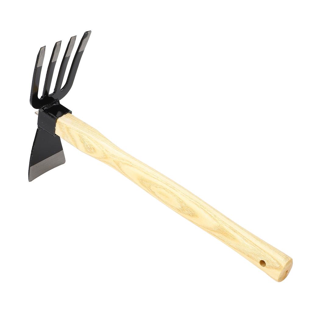 Hand Hoe Rake Tool Carbon Steel Wooden Handle Gardening Digger for Weeding Harvesting Digging Planti