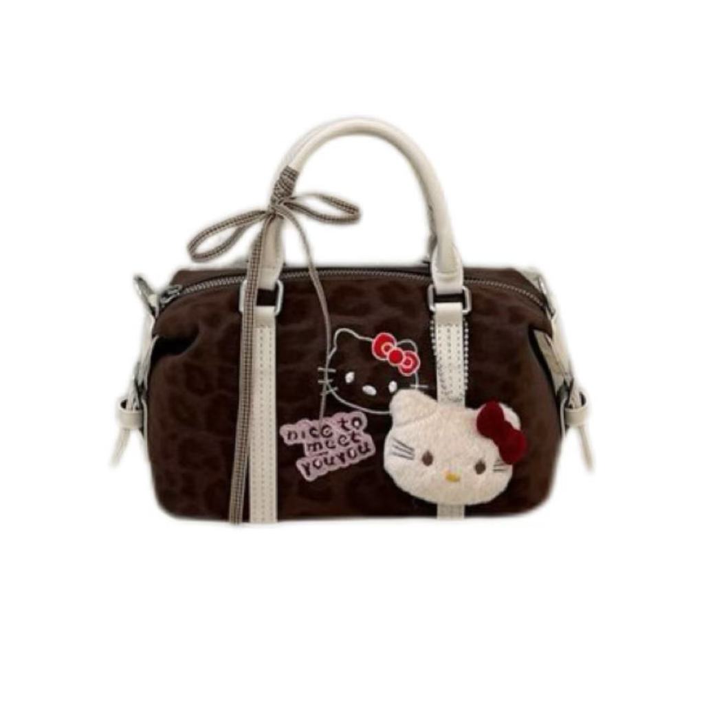 Japanese Vintage Leopard Print Shoulder Bag With Pu Material For Daily Use