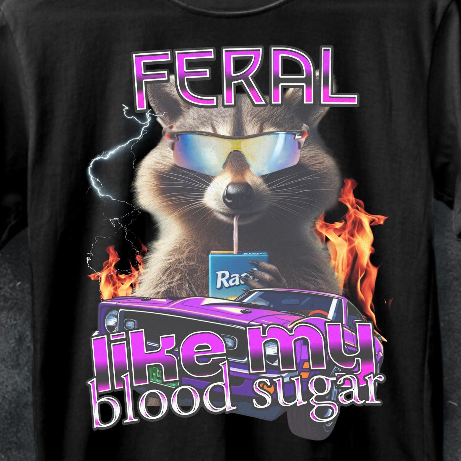 Funny Raccoon Meme T-Shirt: Diabetes Awareness Tee M