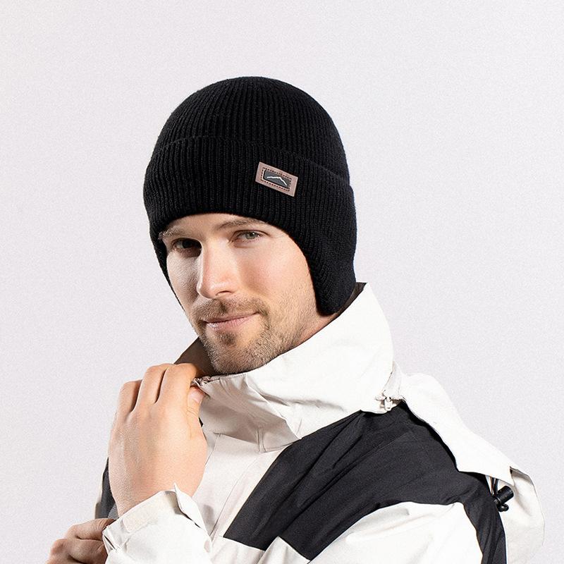 Zimowa ciepła dziana wełniana czapka polarowa czapka na zimno męska outdoorowa rowerowa ochrona uszu nakrycie głowy