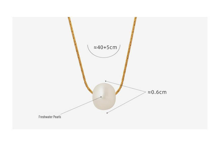 Exquisite Minimalist Freshwater Pearl Pendant Necklace, 18K Gold-Plated Titanium Steel Clavicle Chain