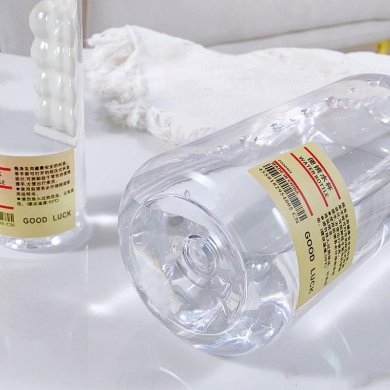 Portable Transparent Kawaii Water Bottle Sports Water Cup Plastic Handy Cup Outdoor Travel Office Essential Water Bottle Cup