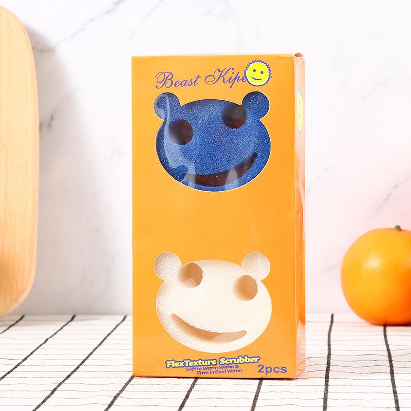 Cute Smiley Face Loofah Sponge Scrubber for Kitchen and Dishwashing