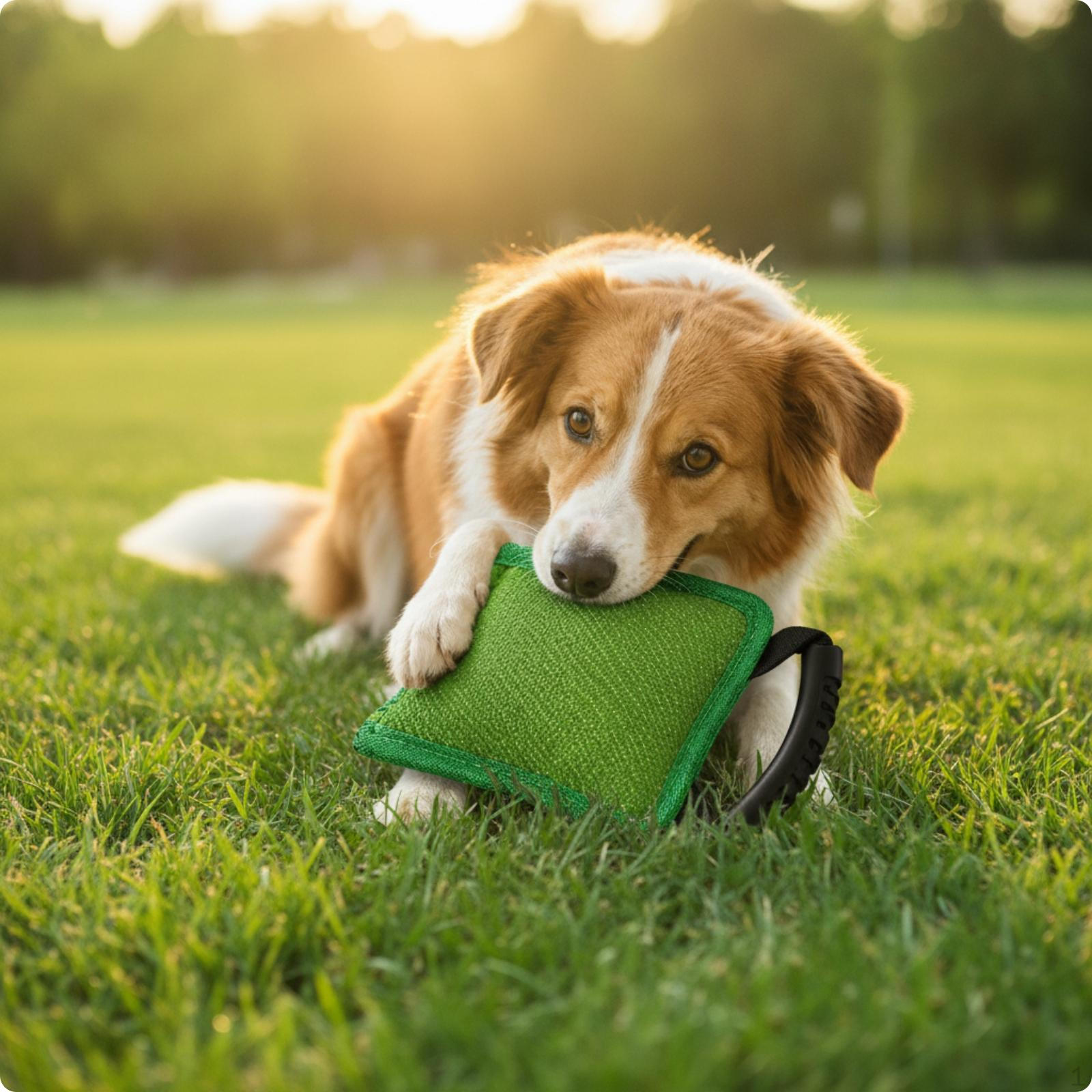Dog Tug Toy with Handle Padded Textured Bite Pillow for Dogs, Outdoor Activity