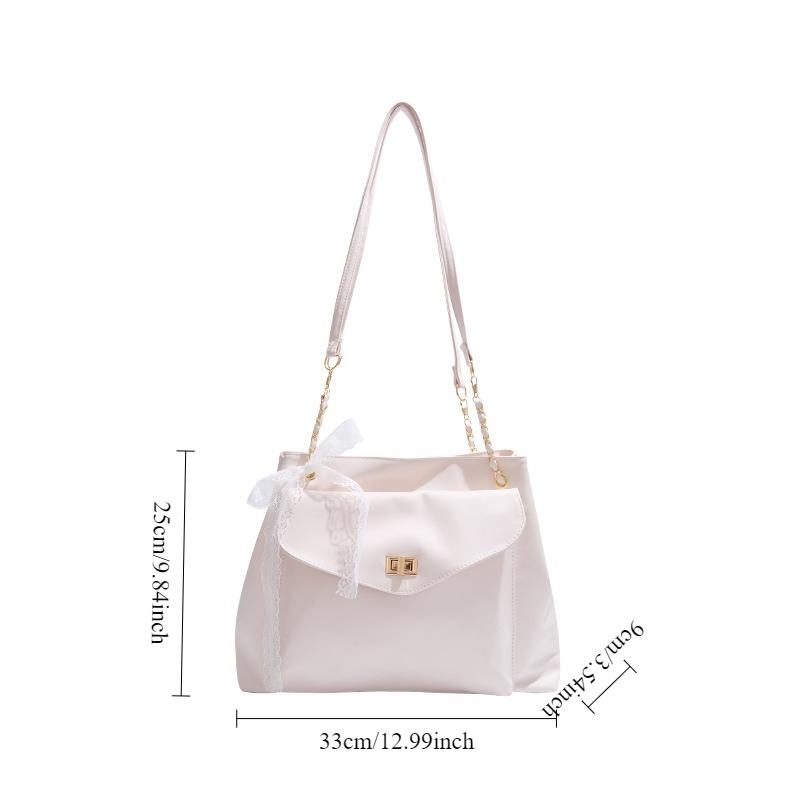 Versatile Large Capacity Bag for Women, 2026 New Trendy Korean Versi Tote Bag, Fashiable Solid Color Chain Crossbody Bags