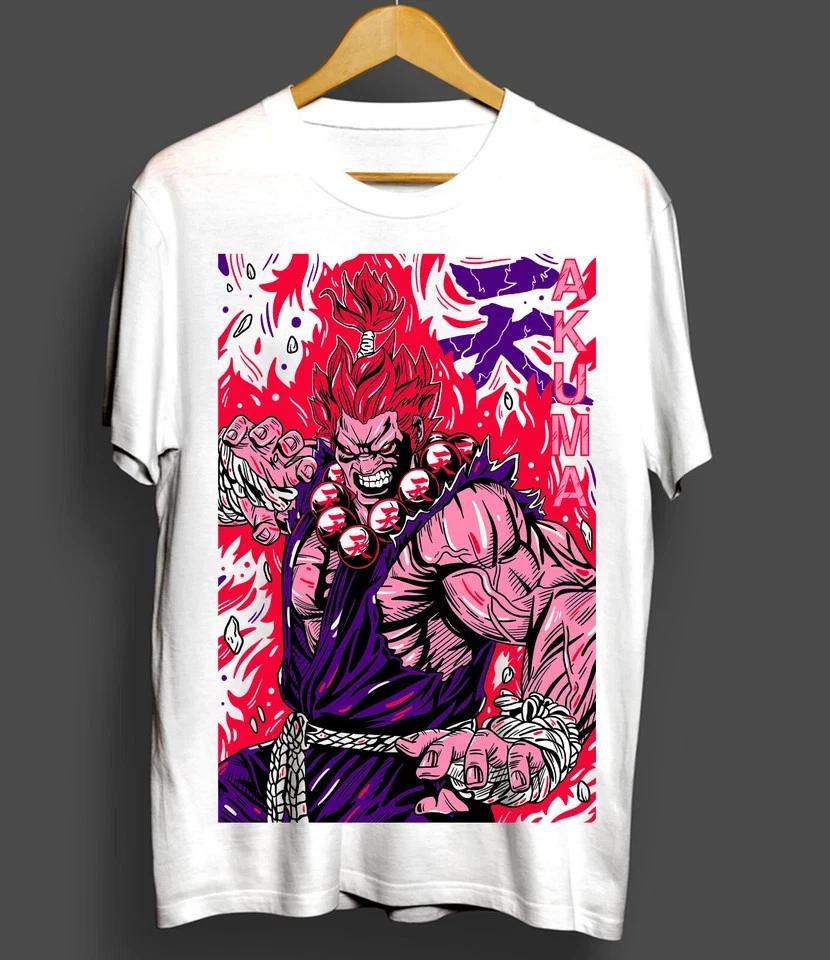 Akuma Gouki Tshirt Karate Street Fighter Video Games Fighting Shirt White S