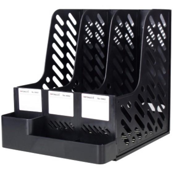 Desktop Four-Compartment File Organizer & Pen Holder with A4 Storage Box