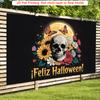 Fondo de Fiesta Halloween Floral Rosa Mariposa Calavera Espeluznante Plano Girasol Cabina de Fotos Decoración Fiesta Decoración