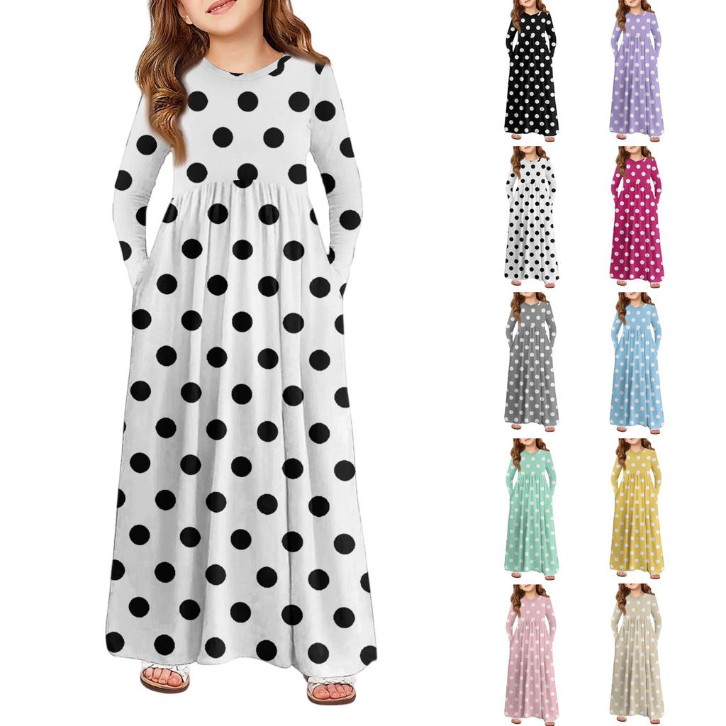 Girls' Maxi Dress - Long Sleeve Pocket Dress