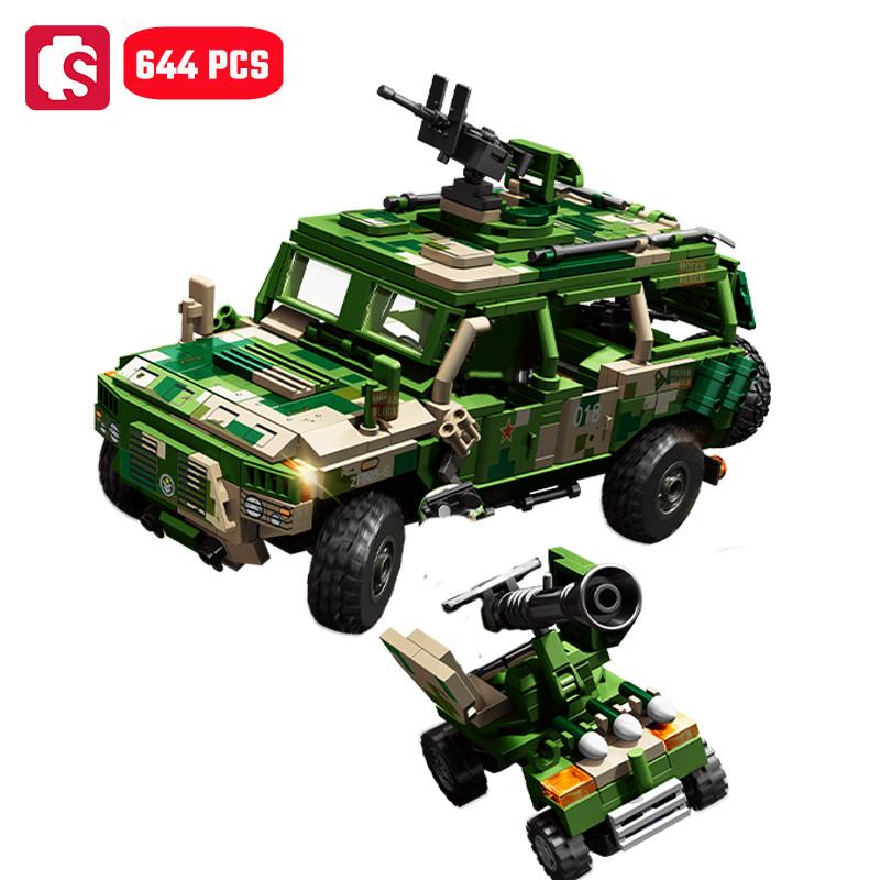 

Non-Toxic Sembo Military Series Patrol Vehicle Assemblage Building Blocks Moc Car Construction Set For Children Educational Toys Holiday Gifts no box