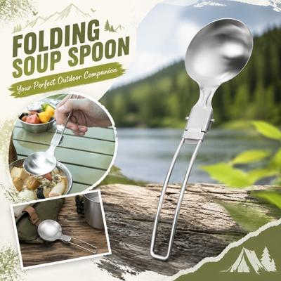 304 Stainless Steel Outdoor Camping Foldable Soup Ladle Portable Lightweight Kitchen Utensil for Hiking Backpacking Travel