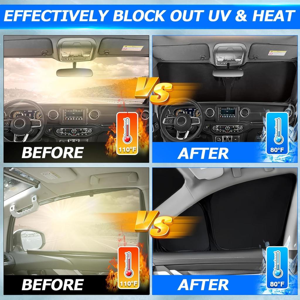 Karltys 3PCS Windshield Sun Shade For -2025 Hyundai Santa Cruz, 210T Thickened Front And Side Window Sunshade Cover  Fit Santa Cruz, Foldable Sun