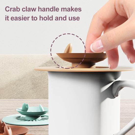 Crab Silicone Cup Covers Heat Resistant Tea Bag Mug Topper Tea Infuser Lid Accessory for Coffee Milk Hot Drinks