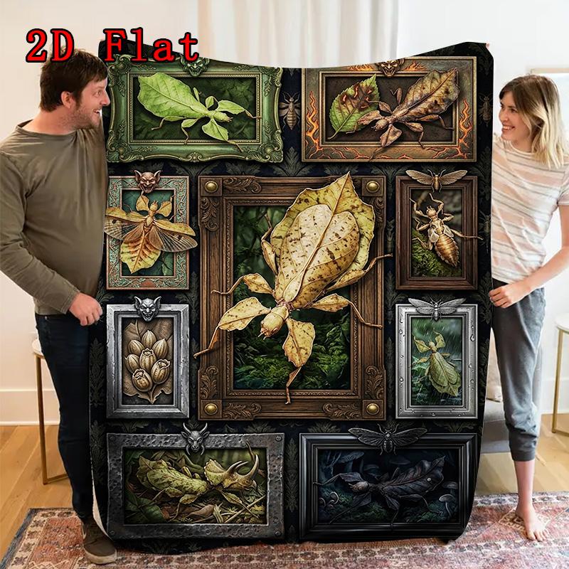 Insect Collage 2D Flat Pattern Flannel Blanket, High quality All Seasons, Home Decor, Warmth and Comfort, Perfect for Christmas Gifts.