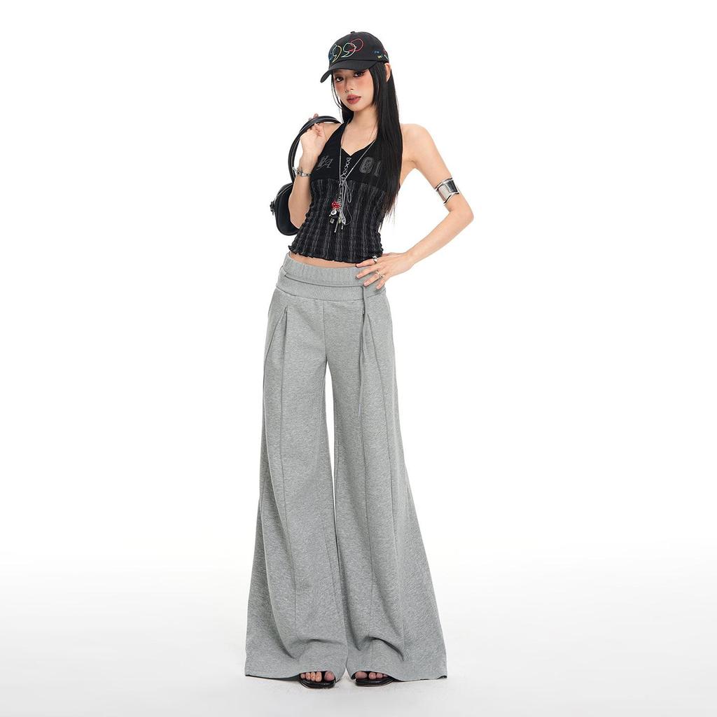 2026 Spring Low-Waist Drawstring Zipper Loose Drape Casual Pants