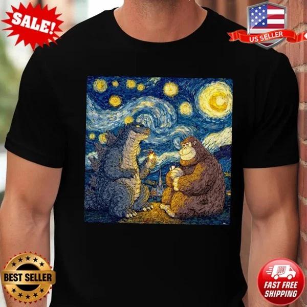 

Godzilla and Bigfoot Starry Night T-Shirt - Van Gogh T-Shirt S-5XL FREE SHIPPING XL