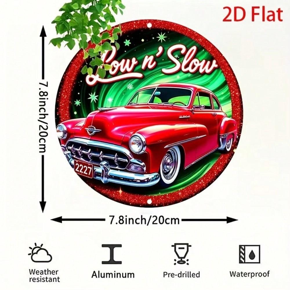 Vintage Lowrider Car Metal Sign Retro Wall Art With Lights Stars Garage Cafe Home Decor