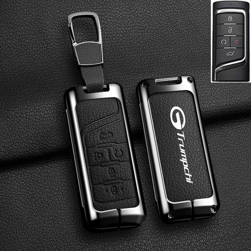 Auto Smart Key Fob Cover Case Fit For Gac Trumpchi Gs7 Gs8 Gm8 Gs5 Ga6 Gm6 Zinc Alloy Genuine Leather Key Fob Protect Mount Remote Automotive Auto