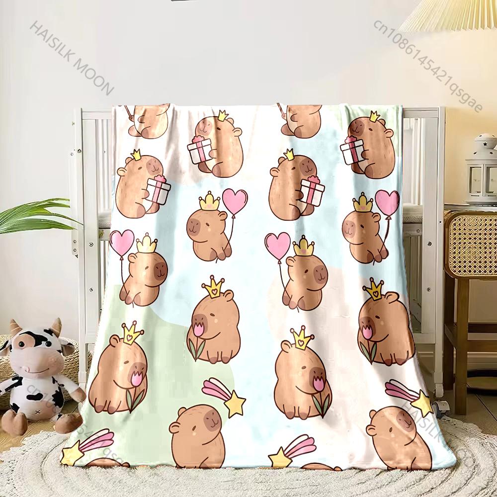 Cartoon Capybara Printed Blanket Kids Adult Blanket Soft and Warm Bedding for Bed Sofa Outdoor Travel Cover Blanket Luxury Gift