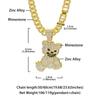 Men Women Hip Hop Bear Shape Pendant Necklace with 13mm Crystal Cuban Chain Iced Out Bling Bling Necklaces HipHop Punk Jewelry