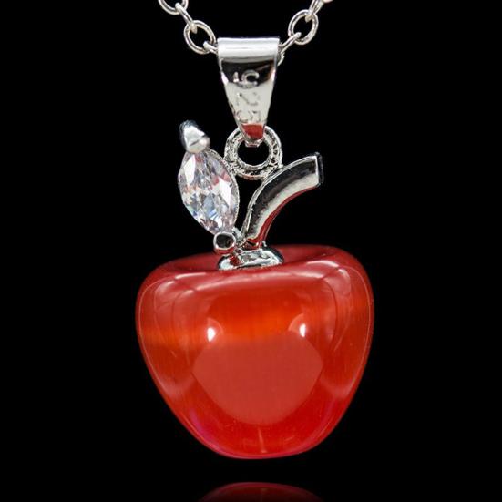 Women Fashion Opal Red Apple Shape Charm Pendant for Necklace Earring Decor