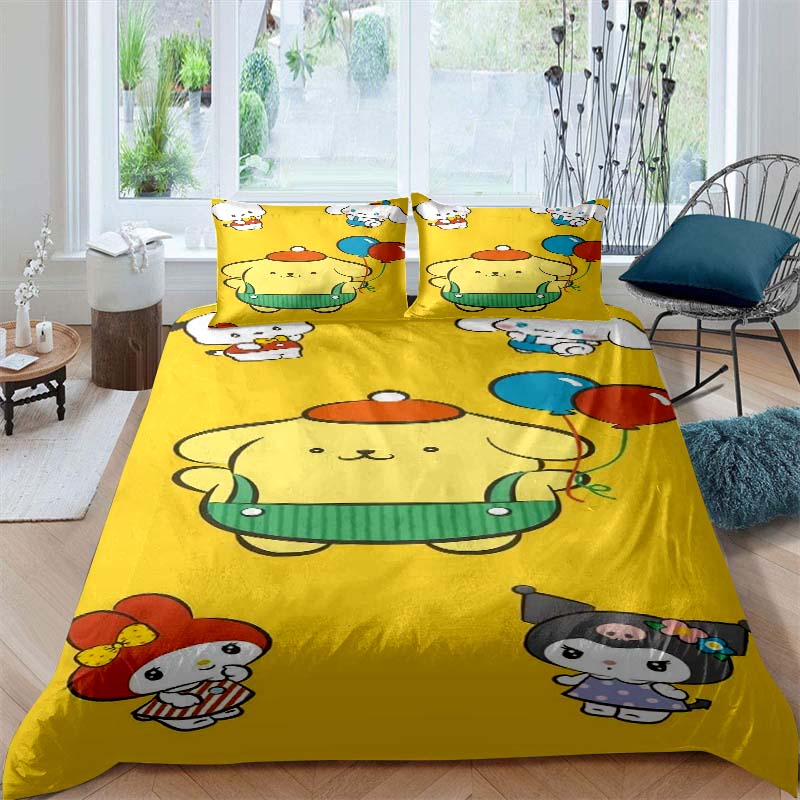 Cute Cartoon (Pom Pom Purin) Printed Bedding Set, Duvet Cover 1, Pillowcase 2, Adult and Children's Bedding Set, Luxury Gift