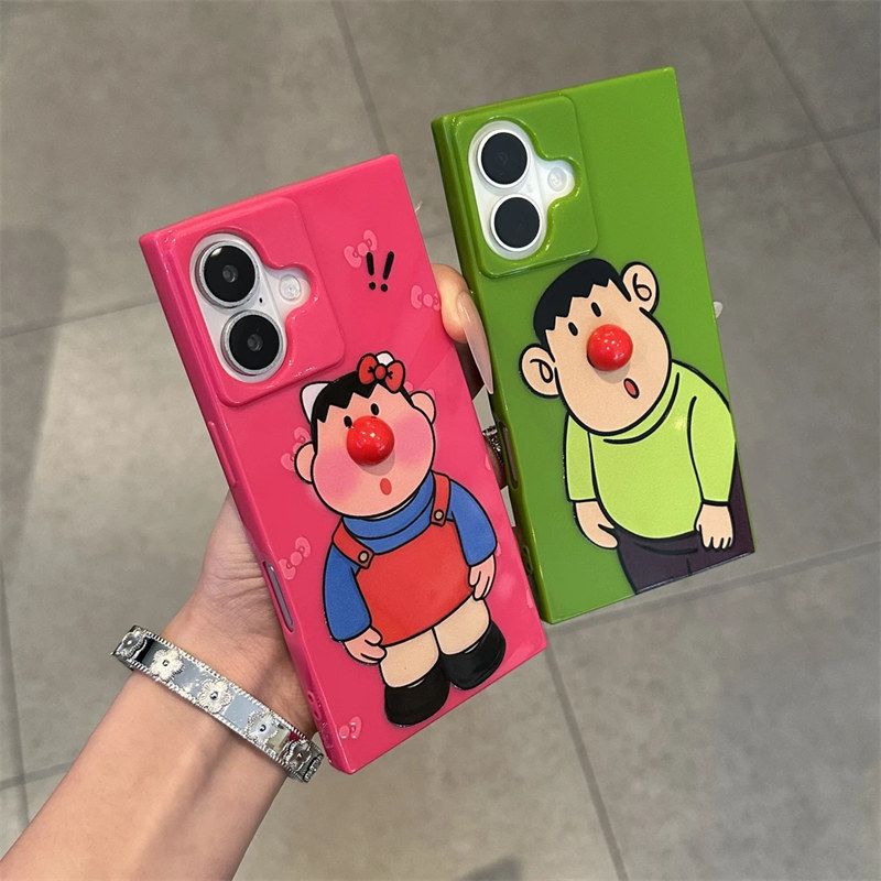 Red Nose Fat Tiger Suitable for Apple 16pro Mobile Phone Case Iphone15 Protective Case 14promax Square Soft Shell