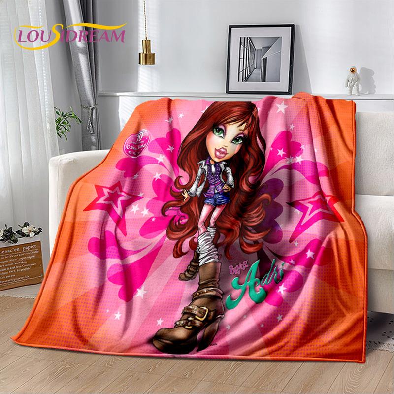 Cartoon Bratz Doll Girls 3D Printed Soft Blankets,Keep Warm Throw Blanket Comfortable Blanket for Picnic Beds Sofa Home Bedroom