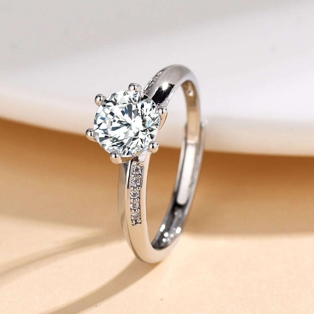 TikTok Influencer Inspired Moissanite Six-Prong Wedding Ring for Women - One Carat Jewelry