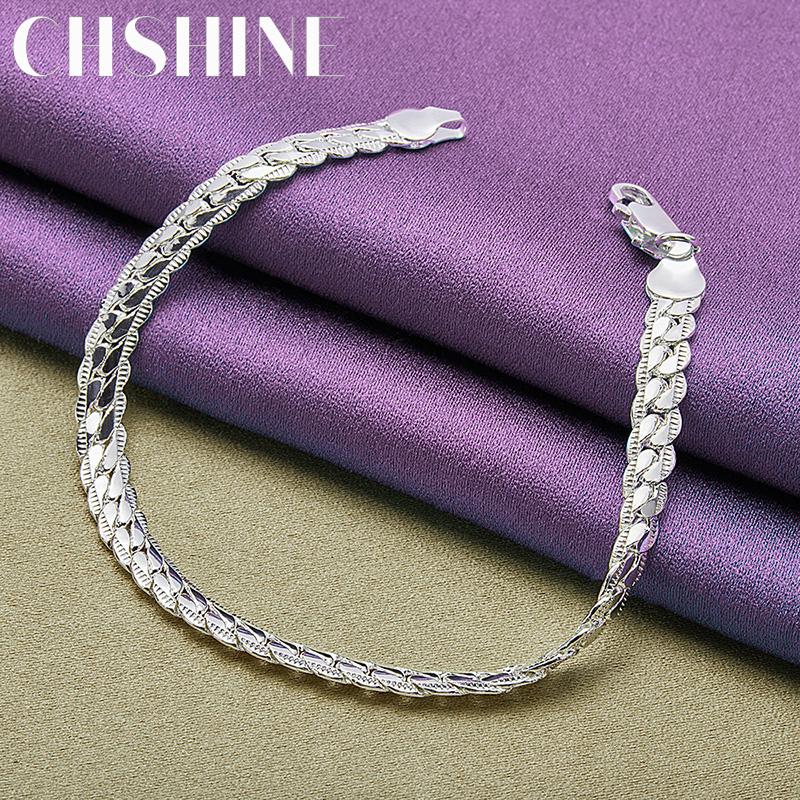 CHSHINE 925 Sterling Silver Men 5mm Side Chain Bracelet Fashion Charm Wedding For Women Jewelry