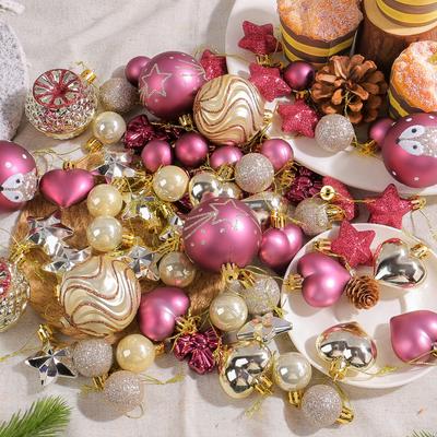 65PCS/Set Christmas Ball Ornaments Heart Star Irregular Xmas Ball Christmas Tree Party Ornaments DIY 2026 New Year Decors