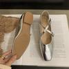Fashion SUOJIALUN Spring New Women Flat Shoes Fashion Gold Ladies Round Toe Sahllow Ladies Elegant Mary Jane Shoes Soft Dress Ballerinas
