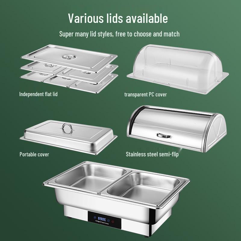 Stainless Steel Self-Serve Buffet Warmer with Transparent Flip-Top for Restaurants & Hotels