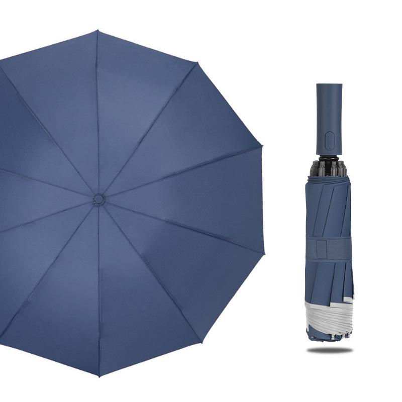 

Складной автоматический зонт, устойчивый к дождю и ветру, портативный обратный зонт темно-синий