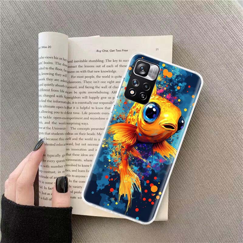 

Pop Art Drawing Ideas Fish Phone Case For Redmi Note 13 12 Pro Plus 14 15 Pro 5G 11 11T 11E 11S 10 Pro 10S 9 9S Cover Cell Clear Redmi Note 12 4G