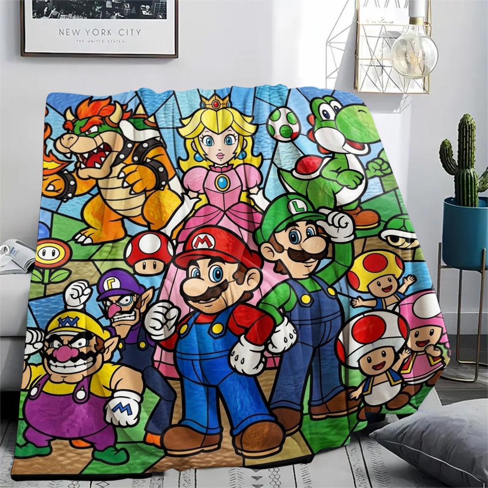 Super Mario Flannel Blanket Comfortable Cozy Warm Print for Outdoor Picnic Bedroom Beds Sofas.-TING
