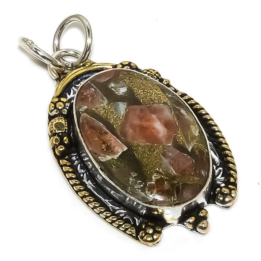 

Подвеска из стерлингового серебра 925 пробы с натуральным медным турмалином и камнем 1,73 дюйма W0c03