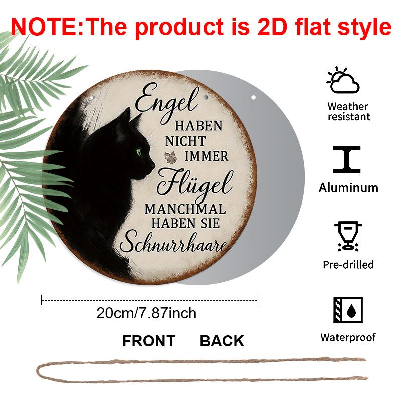 2D Flat, 1pc Round German Aluminum Hanging Sign, Featuring a Vintage Decorative Plaque with the Phrase "Angels Don't Have Wings, Sometimes They Have
