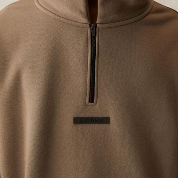 Fear of God Essentials Mockneck Half-Zip Fleece Sweatshirt SS21 Unisex Sweatshirt Taupe FOG-SS21-592