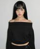 CRANK Studded Off-Shoulder Sweatshirt_Black