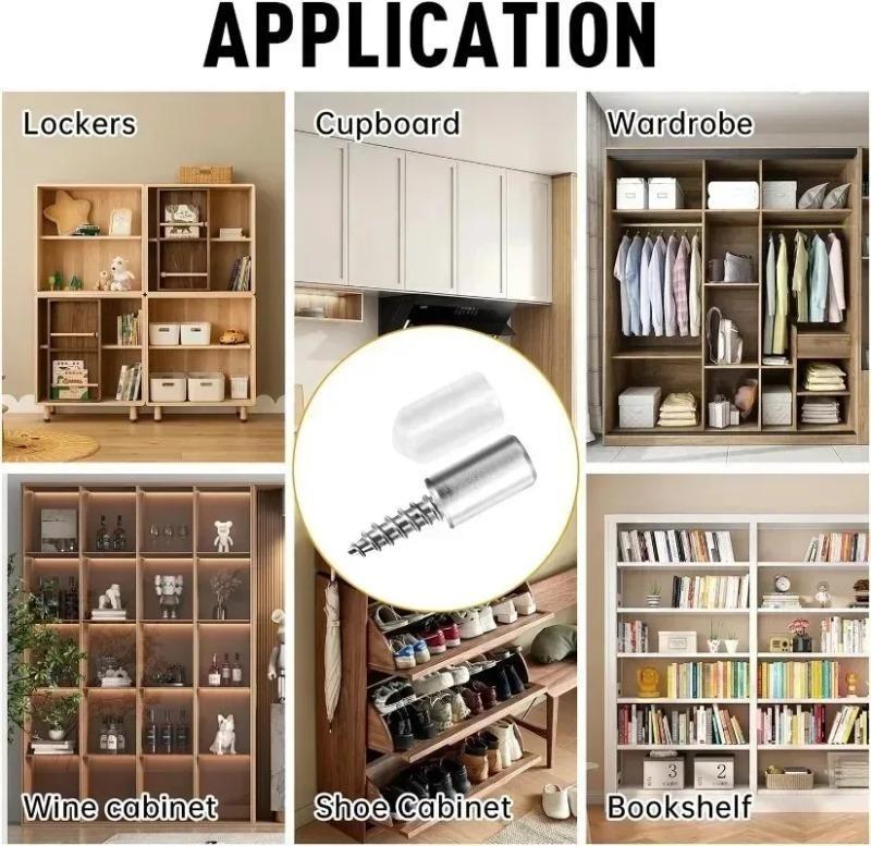 10pcs Self Tapping Screw Layer Plate Holder Wardrobe Septum Brackets Fixed Screw Shelf Support Pegs with Non-Slip Sleeve