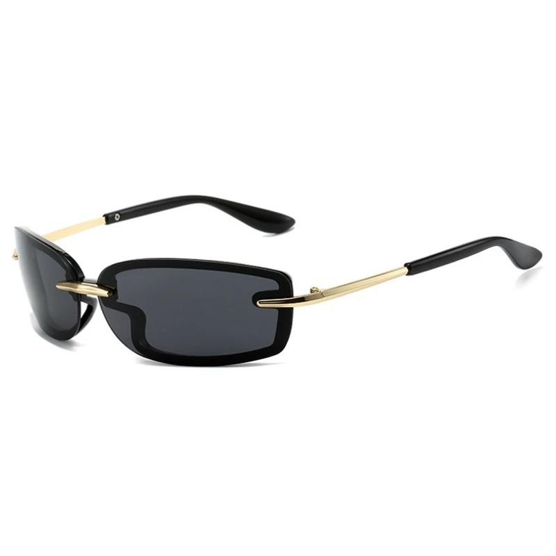 Trendy Y2K Rimless Sunglasses Women Steampunk Goggles Punk Shades UV400 Protection Unisex Outdoor Eyewear
