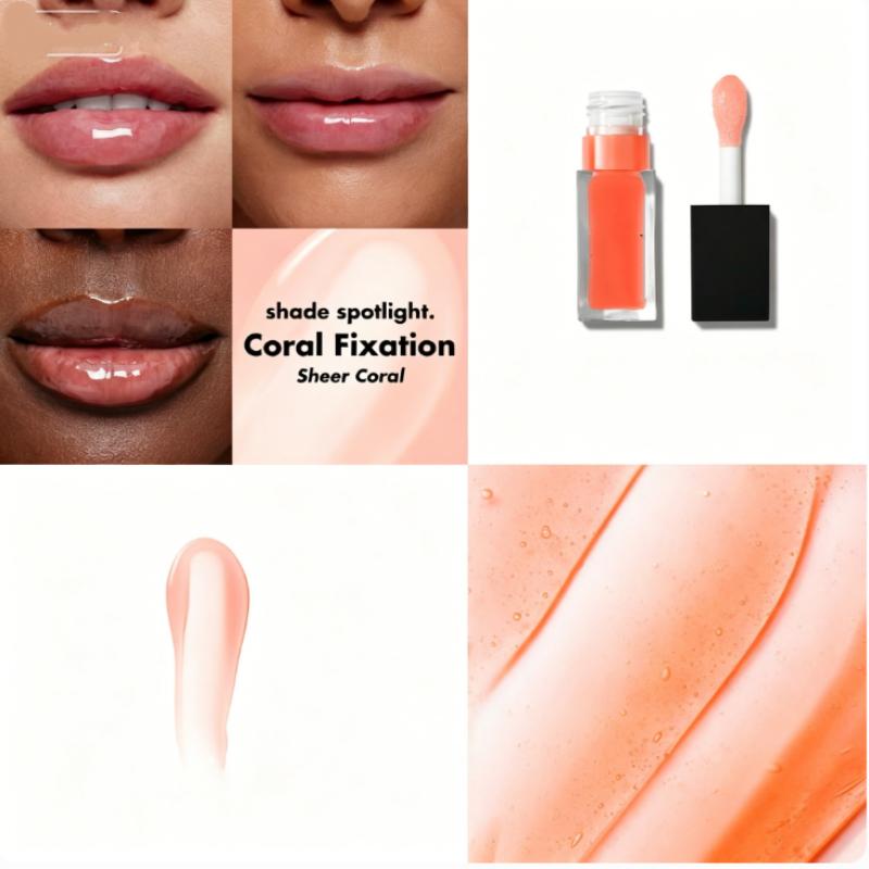 

Hydrating Tinted Lip Gloss, Moisturizing Lip Plumper with Essence to Reduce Lip Lines, Non-Sticky Mirror Shine Glaze, Long-Lasting Color & Care